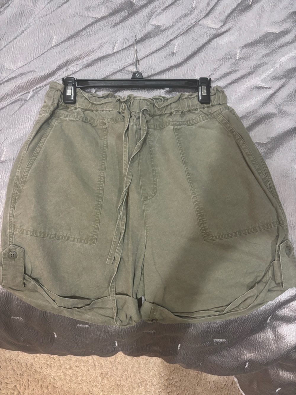Sanctuary Olive Green High Waist Utility Shorts